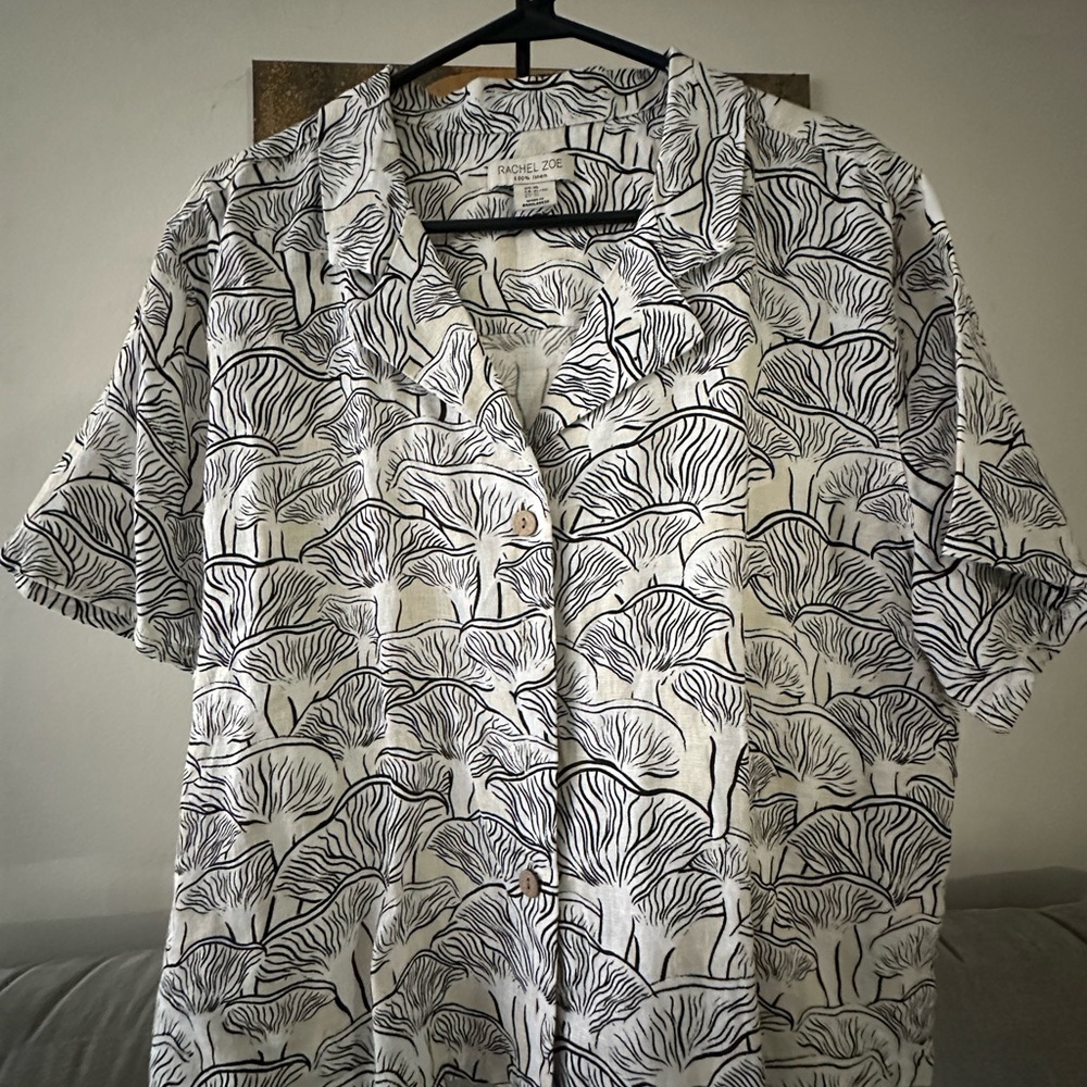 White and Black Print Shirt
